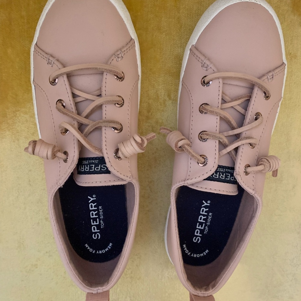 Women's Pink Sperry Topsider Leather Sneakers